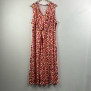 Soft Surroundings Multicolor Chevron Twist Front Sleeveless Maxi Dress Size 2X